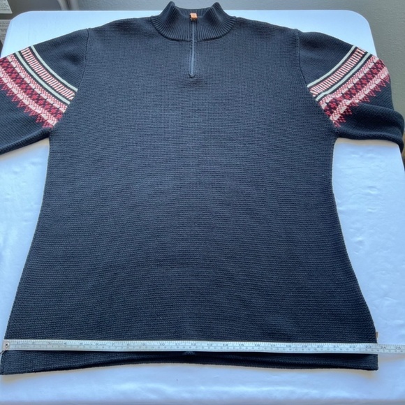 Timberland mock neck 1/4 zip sweater with Fair Isle design on sleeves - Picture 11 of 12
